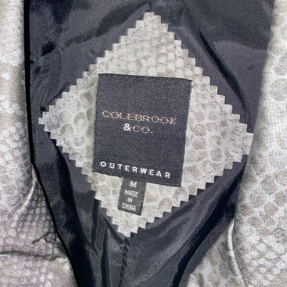 Colebrook & Co. Gray Snakeskin Faux Leather Button Down Belted Jacket Medium - Picture 4 of 6